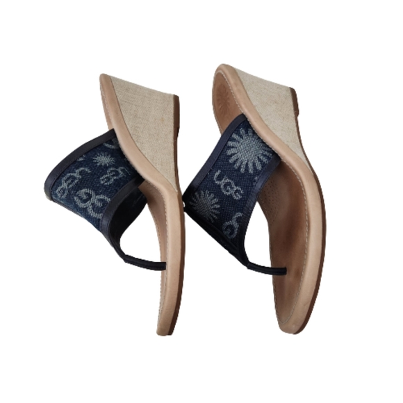 UGG Solera Denim Logo Wedge Sandsls Size 9 - Picture 6 of 10